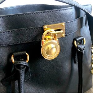 Michael Kors Saffiano Leather Gold Lock Medium Tote